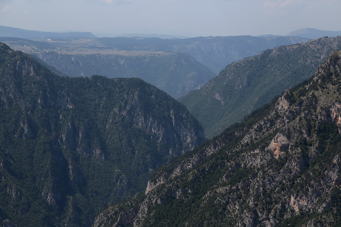 Parc National du Durmitor.
Point de vue de Curevac, sur la vallÃ©e de la Tara.
Il est d'ailleurs Ã  noter que ce canyon est le deuxiÃ¨me plus profond au monde, aprÃ¨s celui du Colorado. Incroyable !!