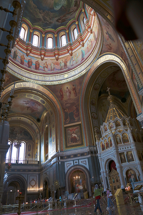 Moscou.
IntÃ©rieur de la cathÃ©drale du Christ-Sauveur.